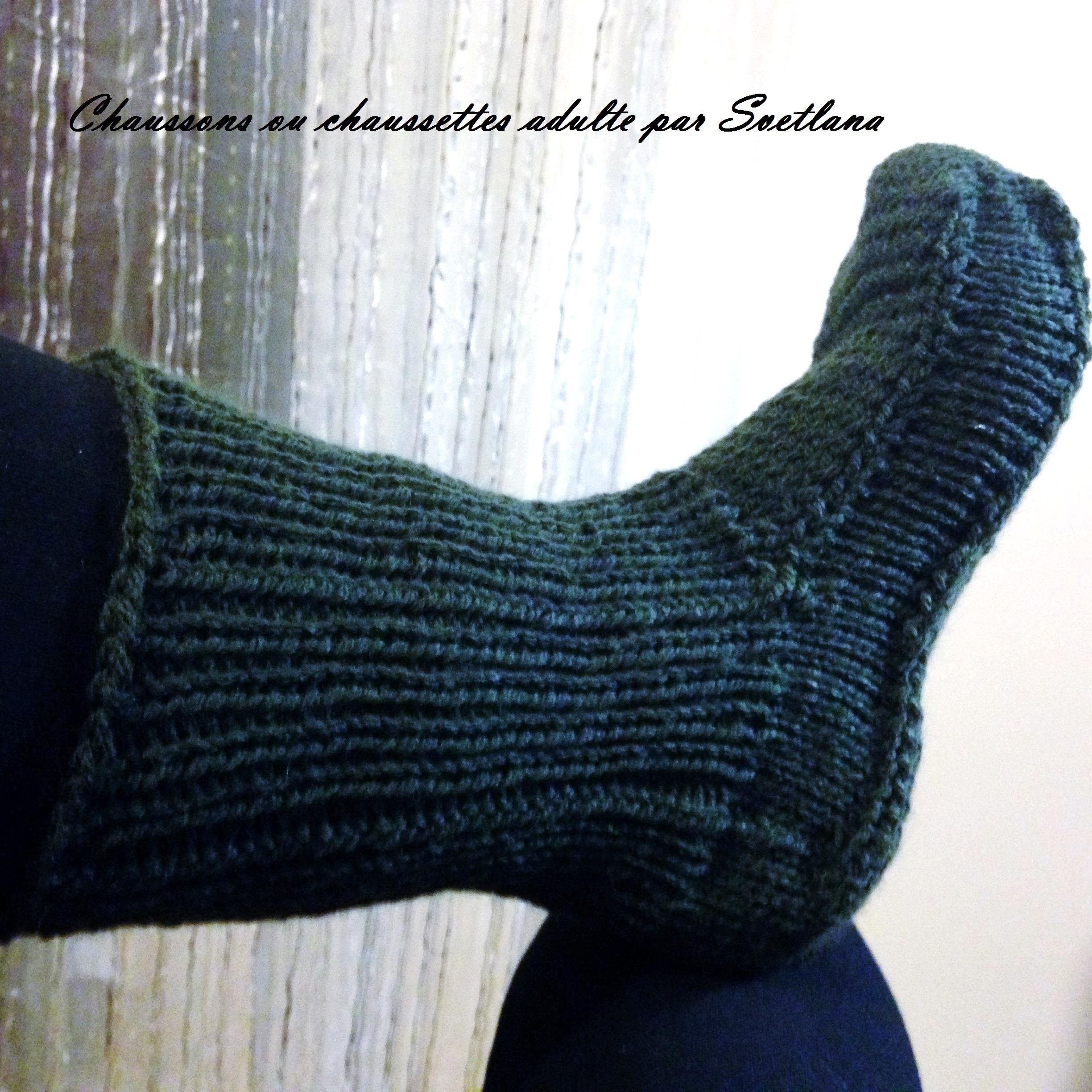 Tutoriel tricot chaussons ou chaussettes adulte.Tutorial knit adult slippers or socks