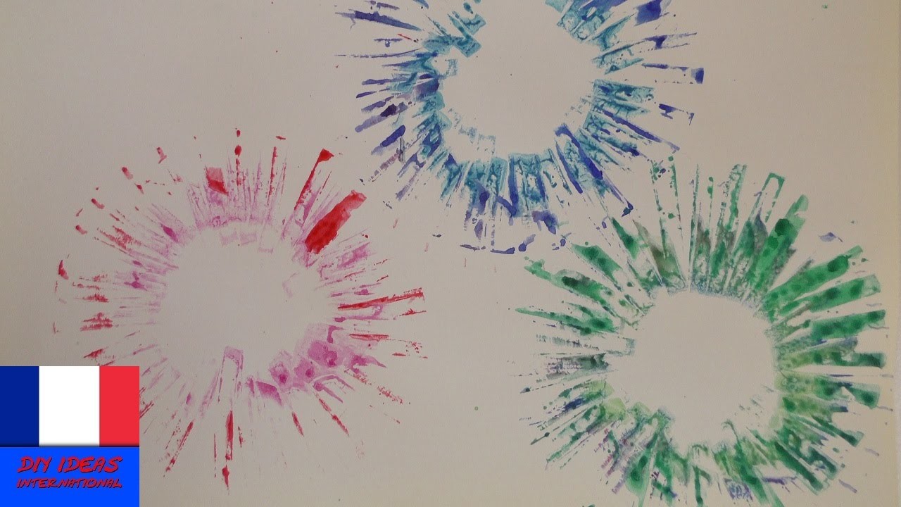 Peindre des feux d’artifice multicolores | Explosion de couleurs avec un tampon en carton | Cadeau