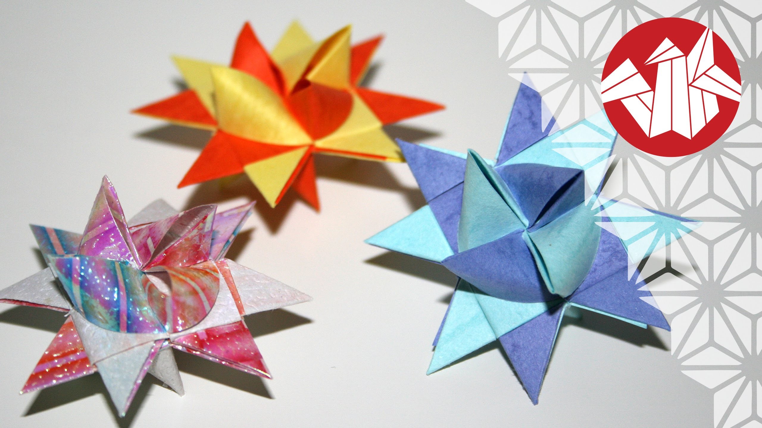 Tuto Origami - Etoile allemande de Noel (Fröebelstern) [Senbazuru]