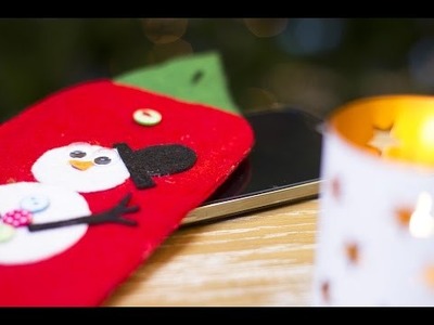DIY Noël : Housse de téléphone en feutrine avec un bonhomme de neige
