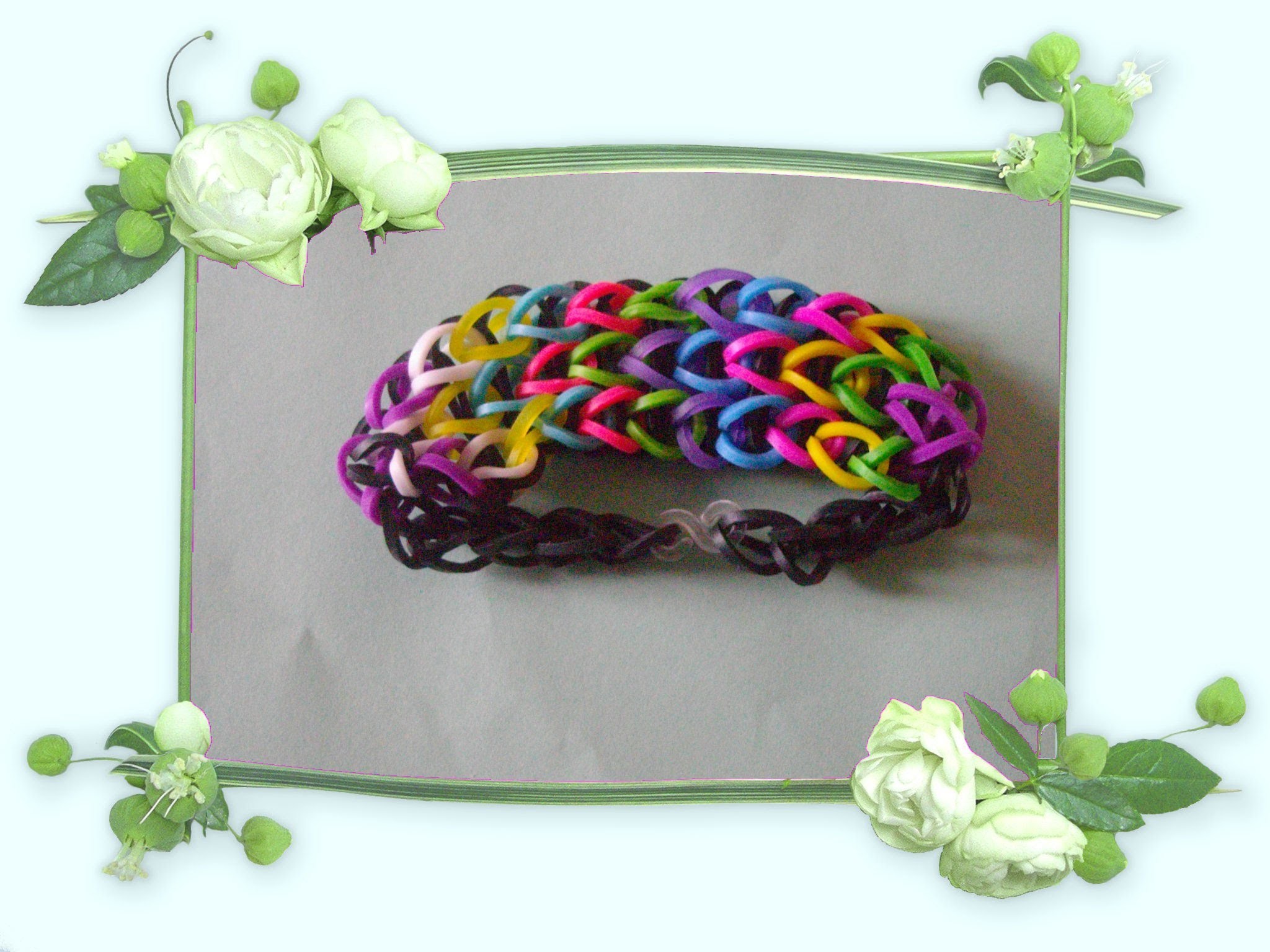Rainbow loom - bracelet 3 rangs coloréé-en francais