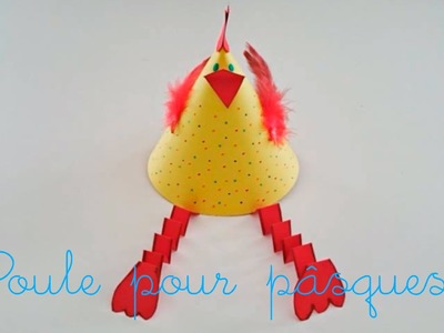 Bricolage de Pâques pour enfant. Fabriquer une poule en papier.