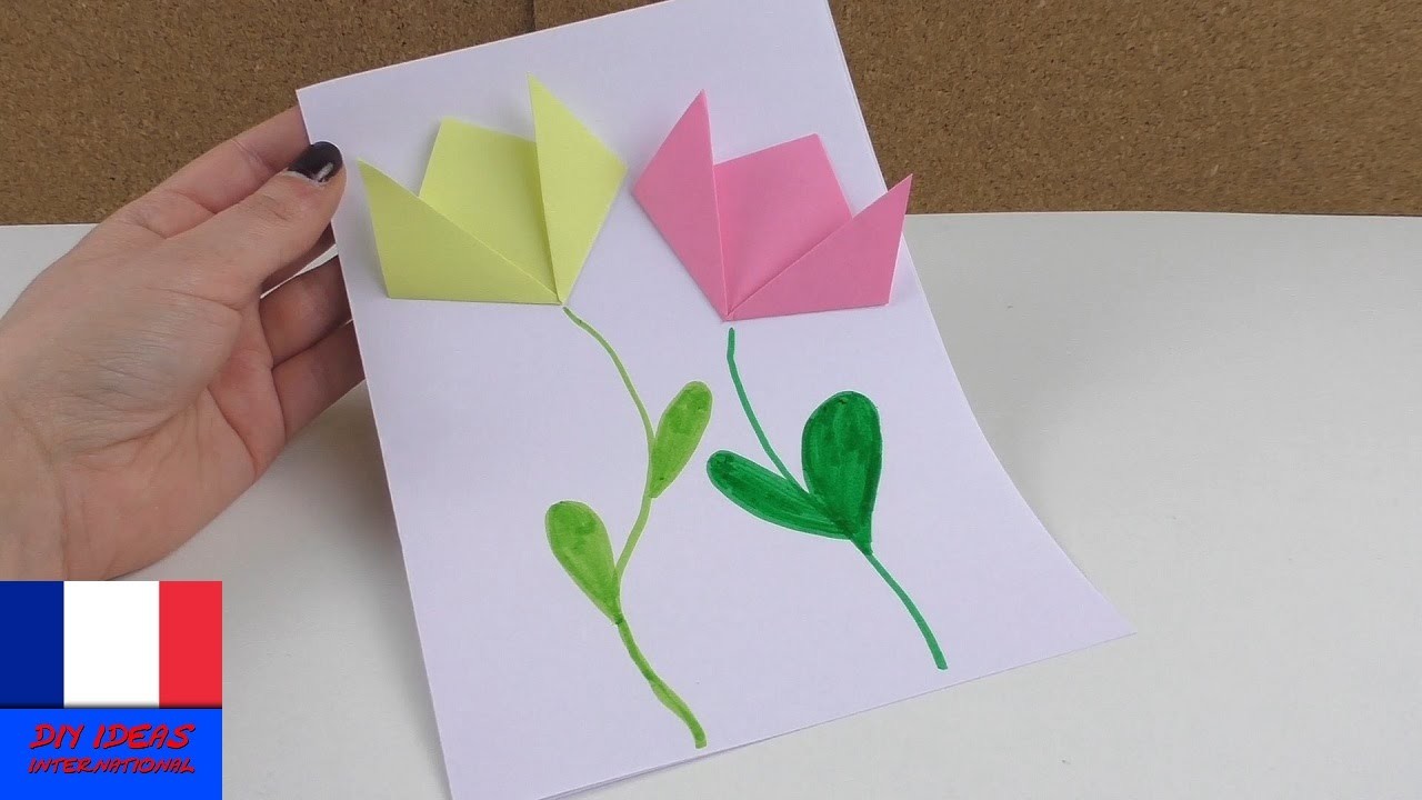 Image de printemps avec des fleurs en papier | Bricolage et pliage | Français