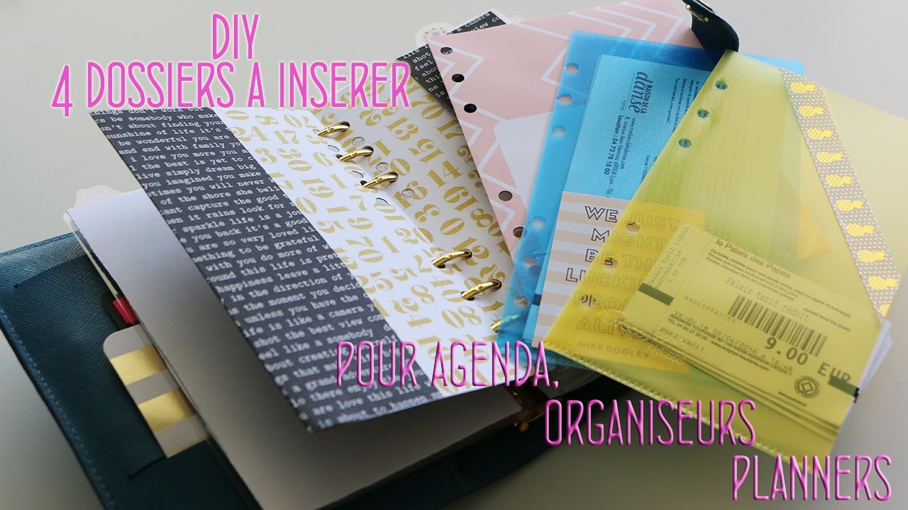 DIY - 4 Mini Dossiers à insérer pour Agenda Organiseurs Planners