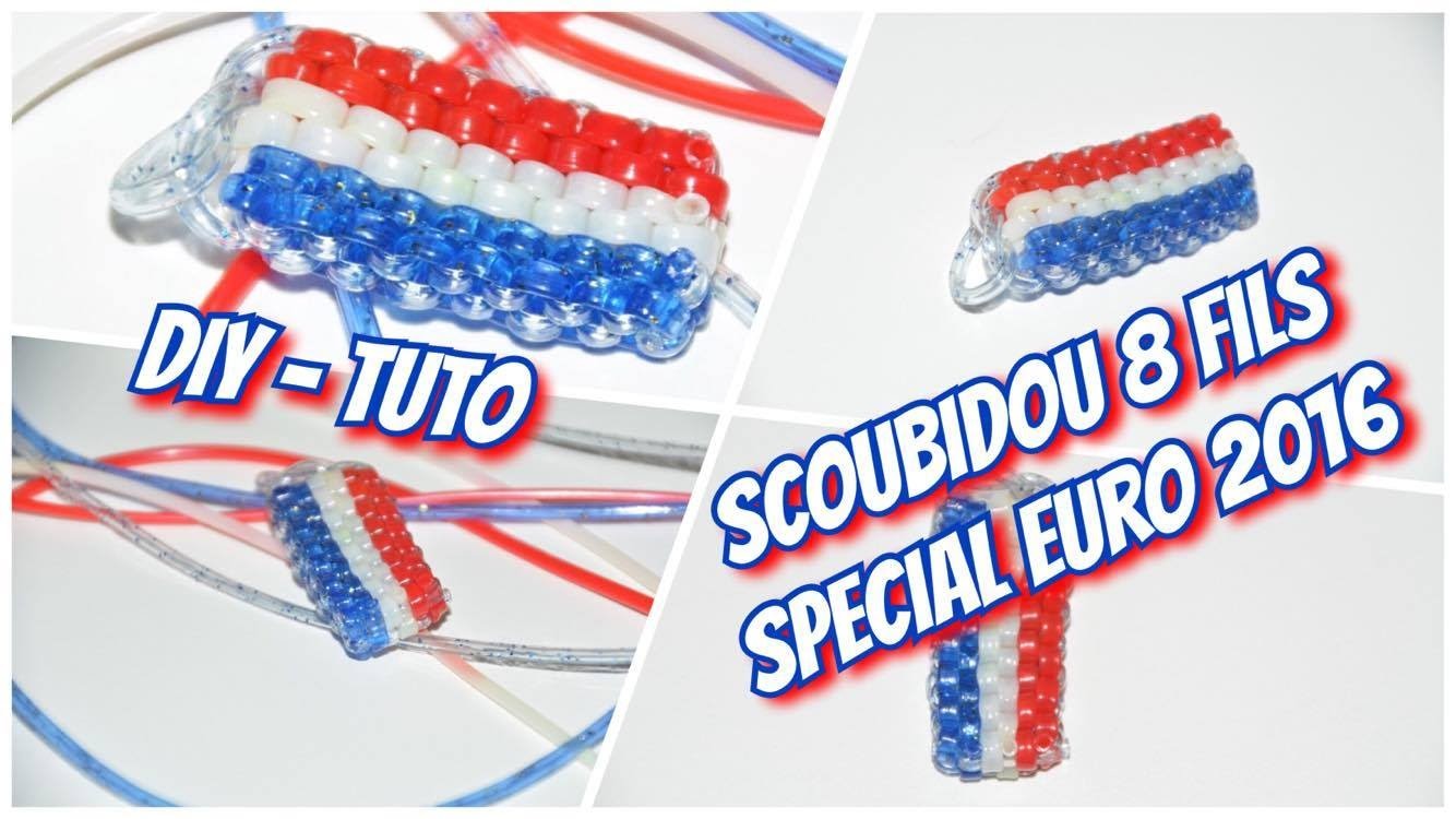 • DIY-Tuto ⎟ Spécial Euro 2016 ⎟ Faire un scoubidou rectangle 8 Fils aux couleurs de la France •