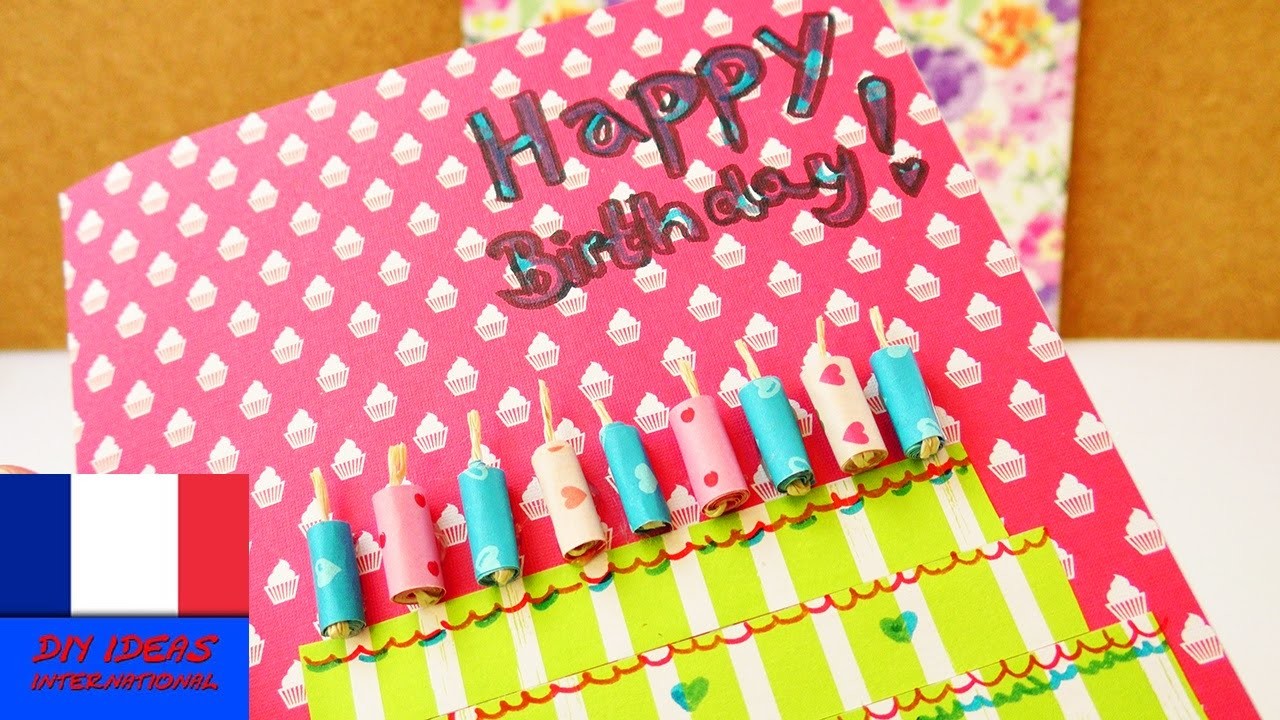 Happy Birthday!!! DIY Carte d'anniversaire soi-même | Super carte en papiers colorés | Gâteau