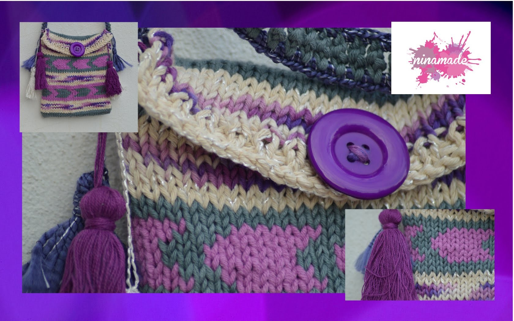 DIY. Comment tricoter un sac bandoulière. Knit a shoulder bag.