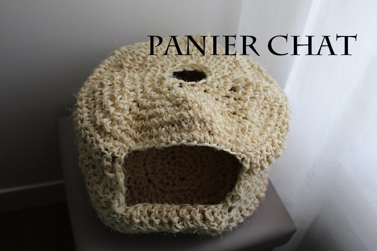 Panier - maison ou niche de chat tricoté , explications