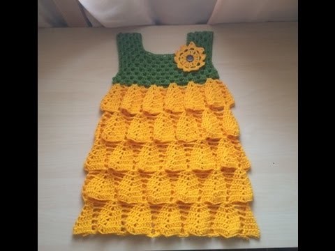 Crochet :Robe tournesol facile partie 2. Vestido girasol tejido a crochet parte 2