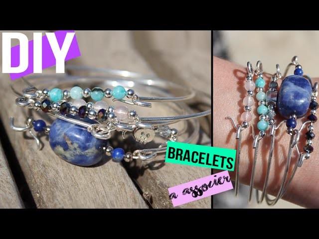 DIY┋BRACELET PERLES SEMI PRECIEUSES A ASSOCIER #summerchallenge  Beaded bracelet cuff DIY français