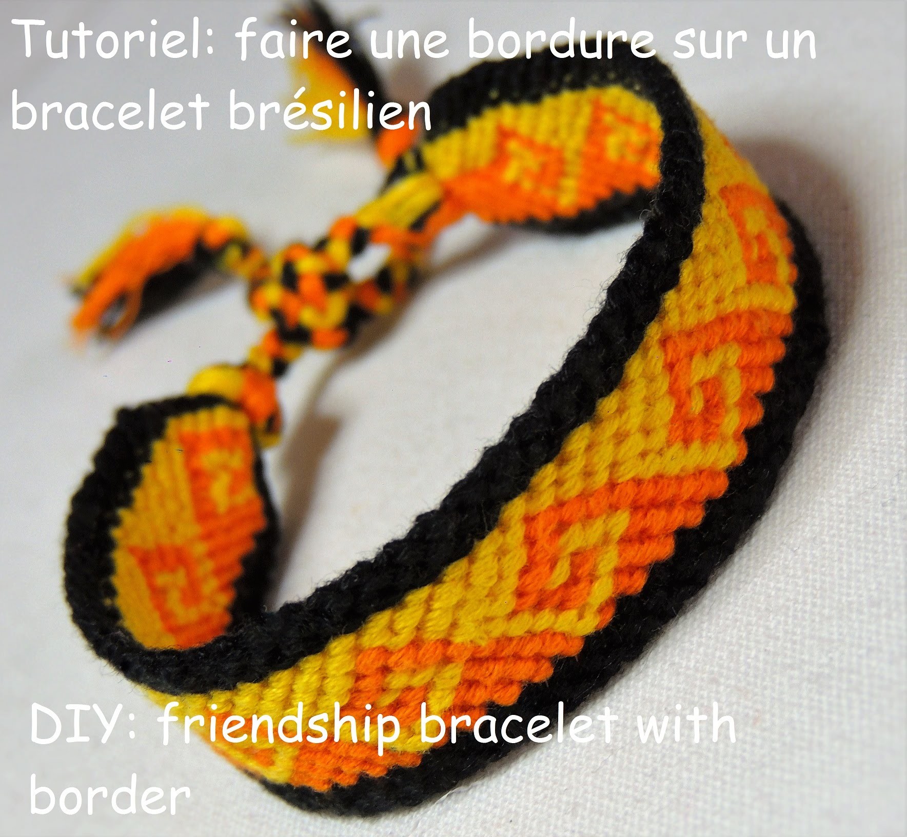 Faire une bordure sur un bracelet brésilien  (DIY friendship bracelet with border)