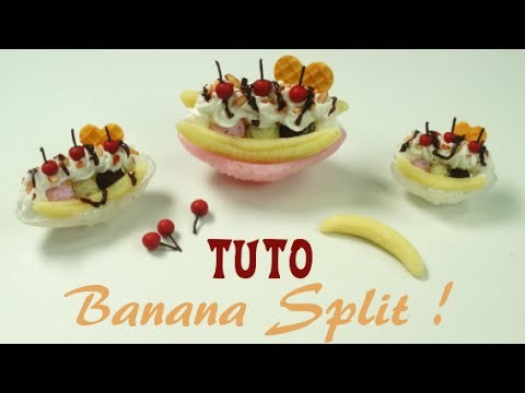 Tuto Glace Banana Split Miniature - Polymer clay - Fimo.Cernit