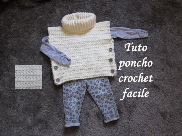 TUTO PONCHO AU CROCHET POINT ETOILE TOUTES TAILLES all sizes poncho knitted crochet
