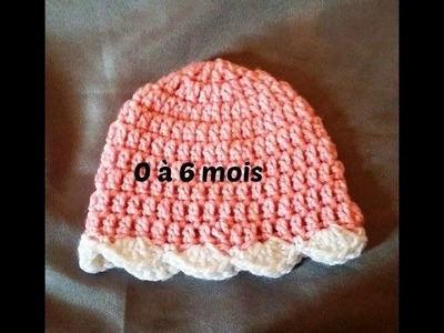 Crochet bonnet  bébé de 0 a 6 mois