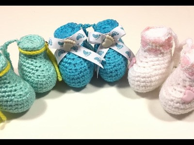 Zapatitos a crochet para llavero.crochet baby bootie keychain