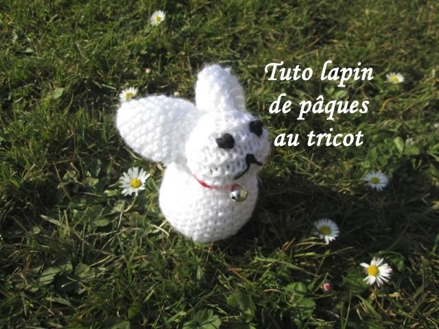 TUTO LAPIN AU TRICOT A PARTIR D'UN CARRE FACILE rabbit tutorial easy to knit