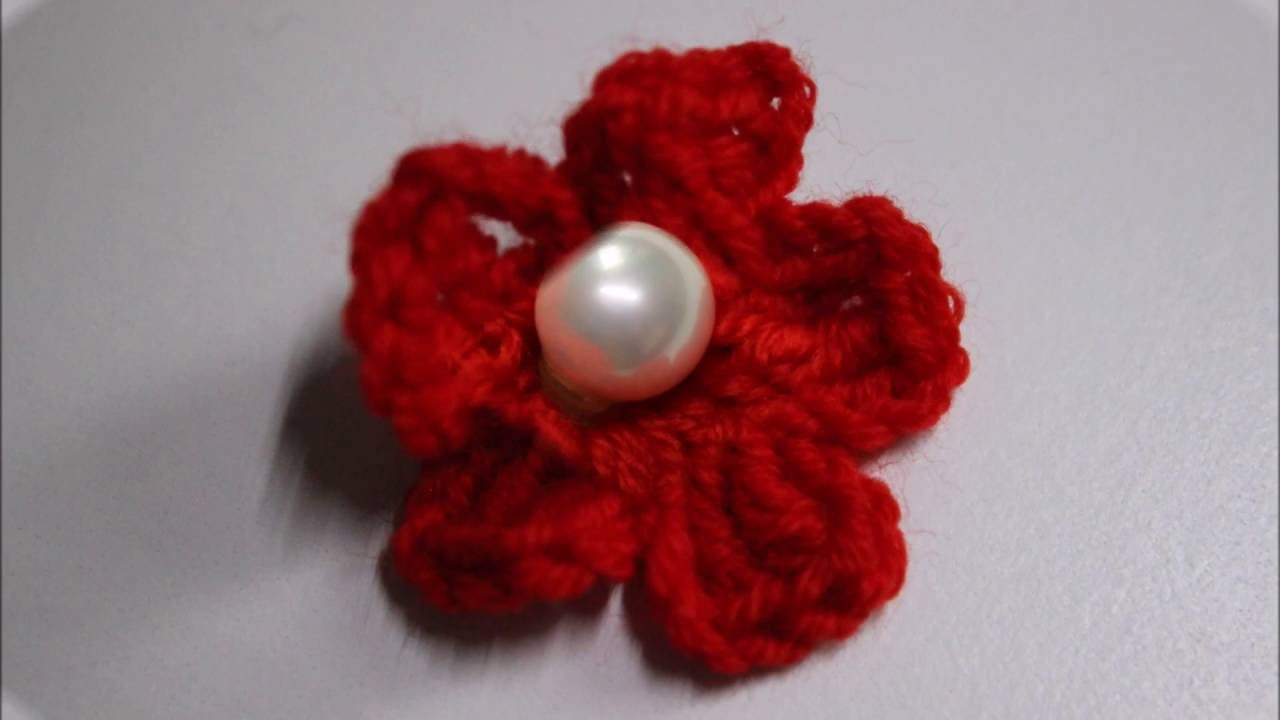 Petite fleur rouge bis #tuto crochet débutant n° 9#