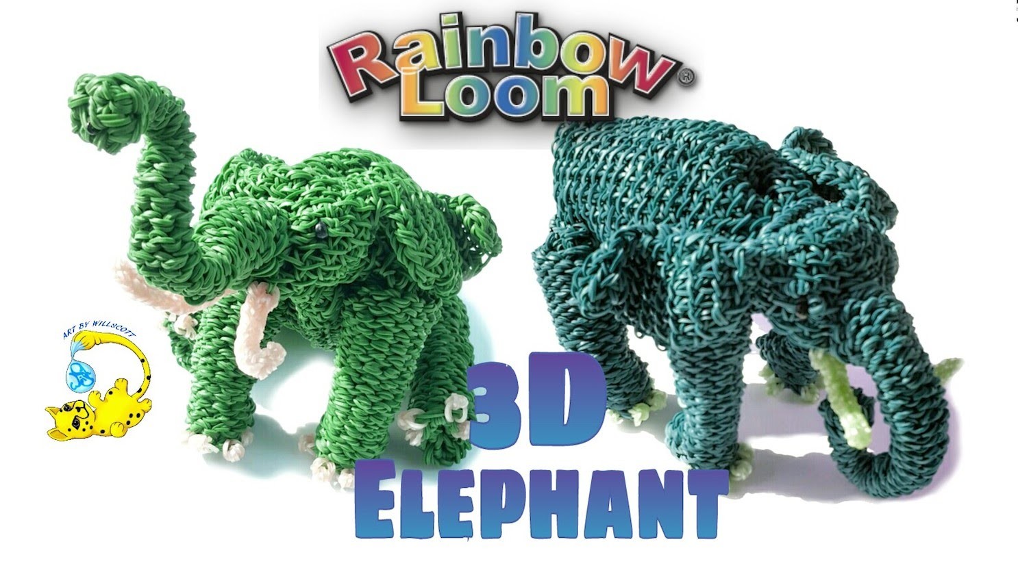 Rainbow Loom 3D Elephant (Part 5.6) Elefante, слон, l'éléphant, 象