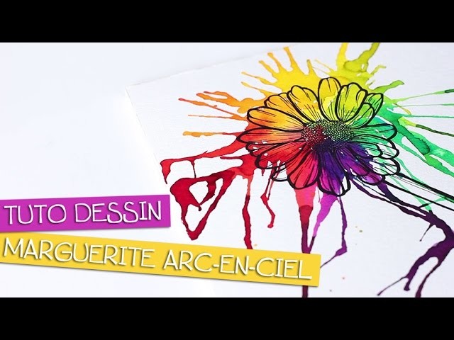 TUTO DESSIN - Marguerite et effet rainbow - Speed painting