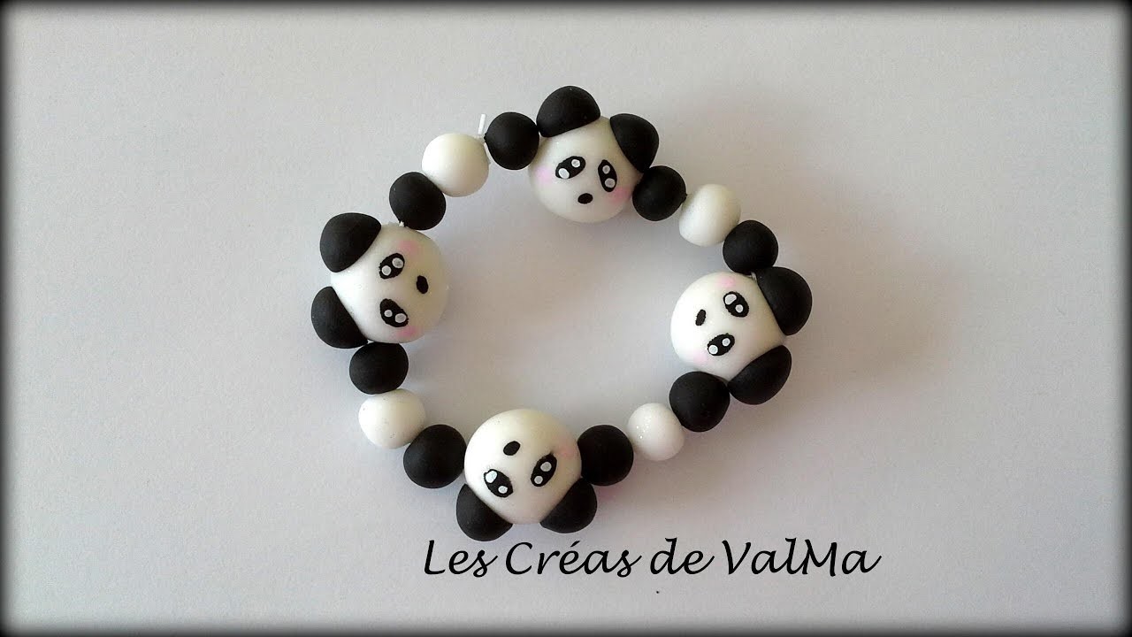 Tuto Fimo Bracelet Panda pour enfant. Polymer Clay Tutorial