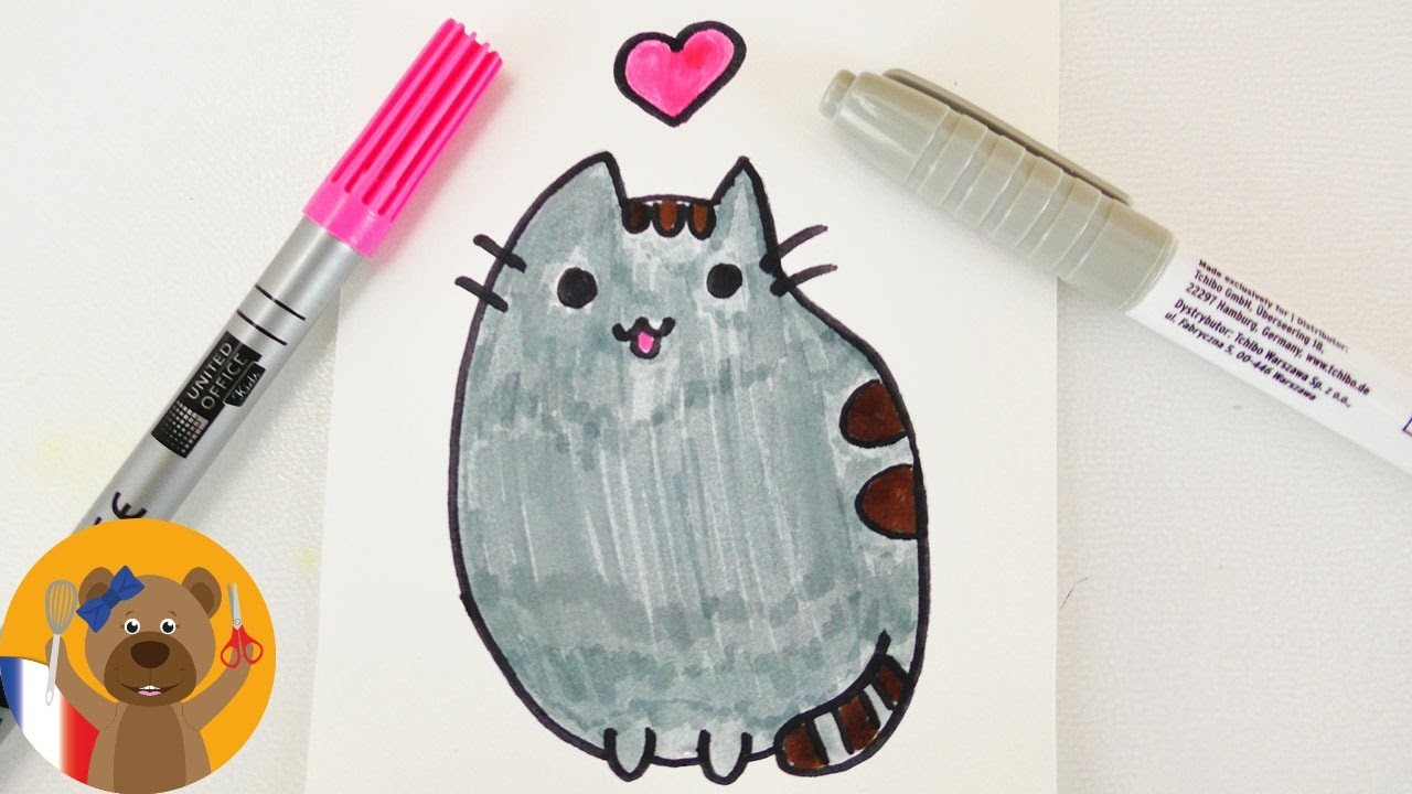 Kawaii Facebook Cat Diy Dessiner Un Adorable Chat Avec Coeur Pour Une Carte Danniversaire