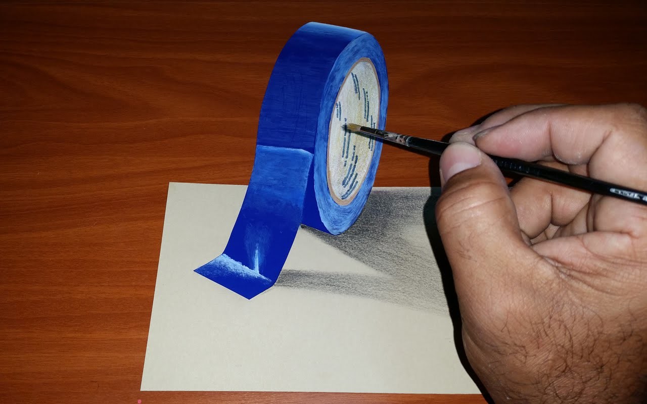 How to make a trick art 3d illusion on Paper - Scotch tape | Dessin 3D