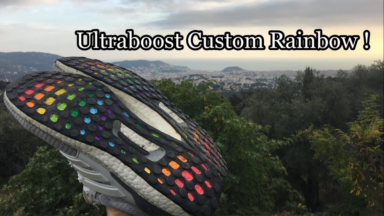 Ultra Boost Custom Rainbow [FR] On feet.