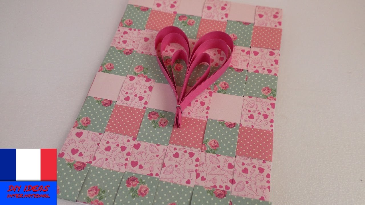 Jolie carte de Saint-Valentin 3D en bandes de papier | Carte avec cœur