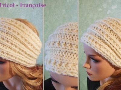 Tuto tricot Headband Bandeau femme Côtes 3.2 point fantaisie | Headband knitting tutorial