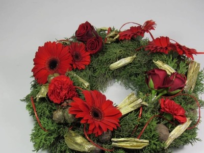 2016 - DIY. Tutoriel couronne (rouge) de Noël - Carrément Fleurs