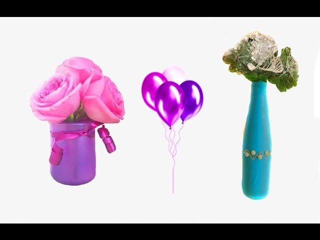 DIY Bouteille et pot décorés avec des ballons