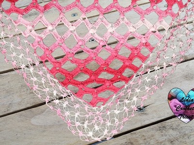 Châle losange crochet. Diamond shawl crochet (english subtitles)
