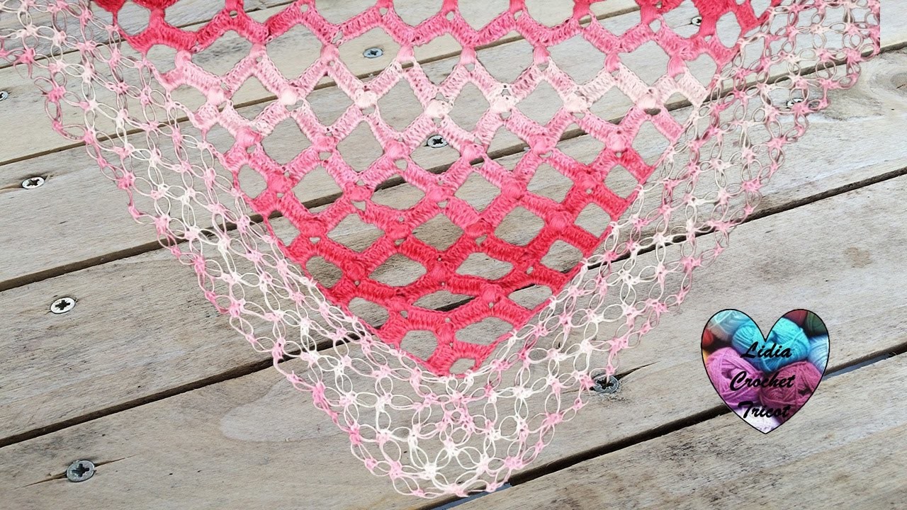 Châle losange crochet. Diamond shawl crochet (english subtitles)
