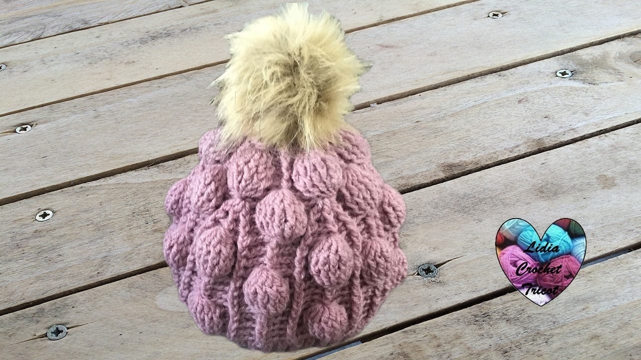 Bonnet crochet relief boules splendide. Beanie (cap, hat) bubble stitch (english subtitles)