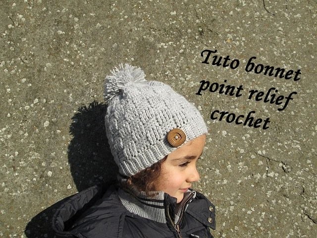 TUTO BONNET POINT DAMIER RELIEF AU CROCHET relief crochet hat GORRO RELIEVE TEJIDO CROCHET