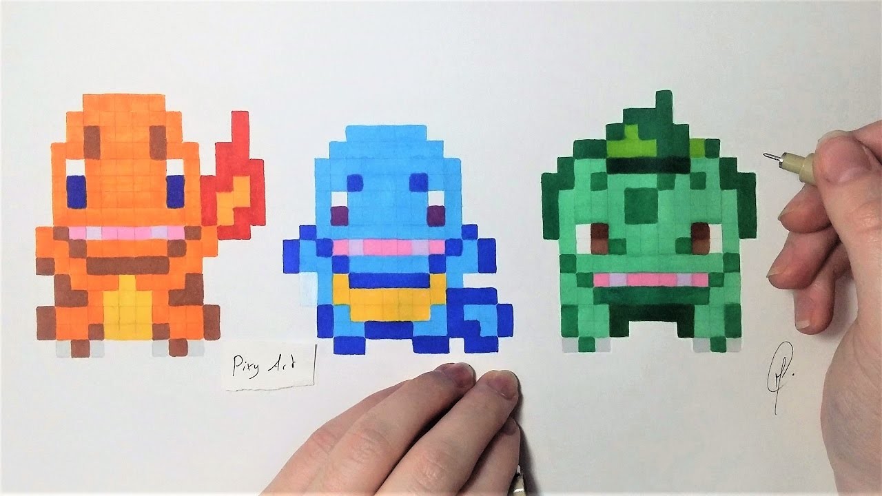 Pokemon Starters 1g - Pixel Art
