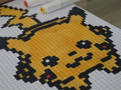 Speed drawing pixel art Pikachu