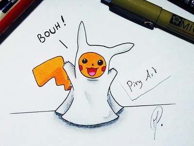 Mini dessin - Pikachu Fantôme (Spécial Halloween) Fr