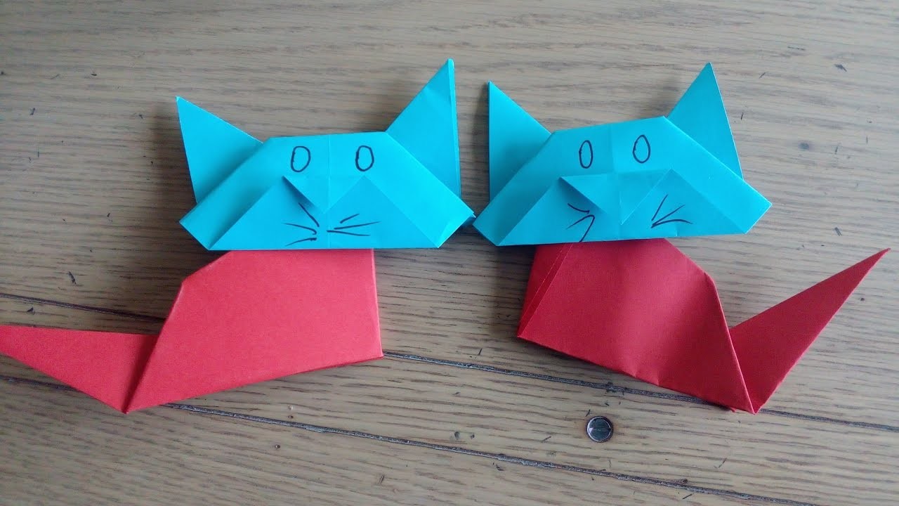 Origami facile : Le chat (the cat par Alexandre 6 ans)