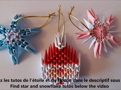 Tête de Père Noël plate. santa claus head origami 3d