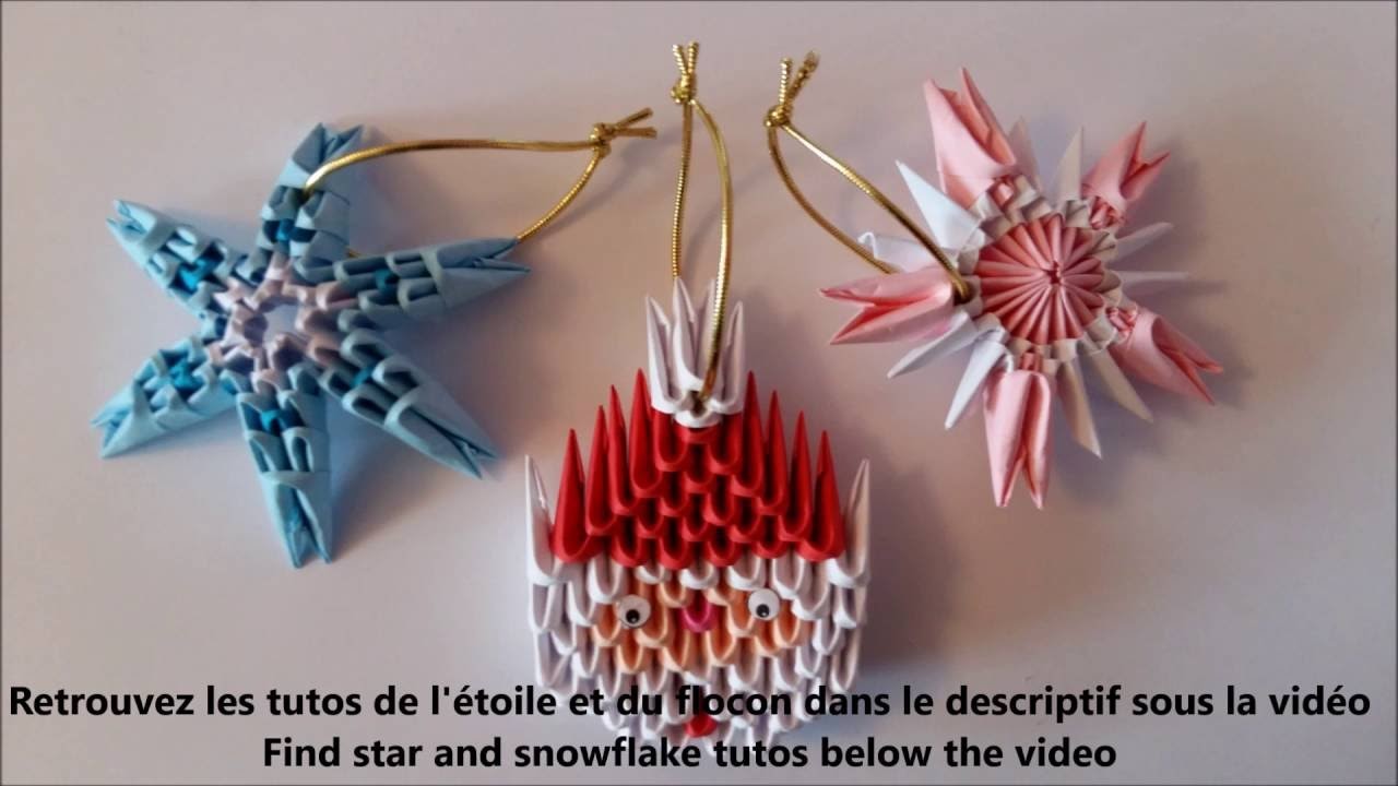 Tête de Père Noël plate. santa claus head origami 3d