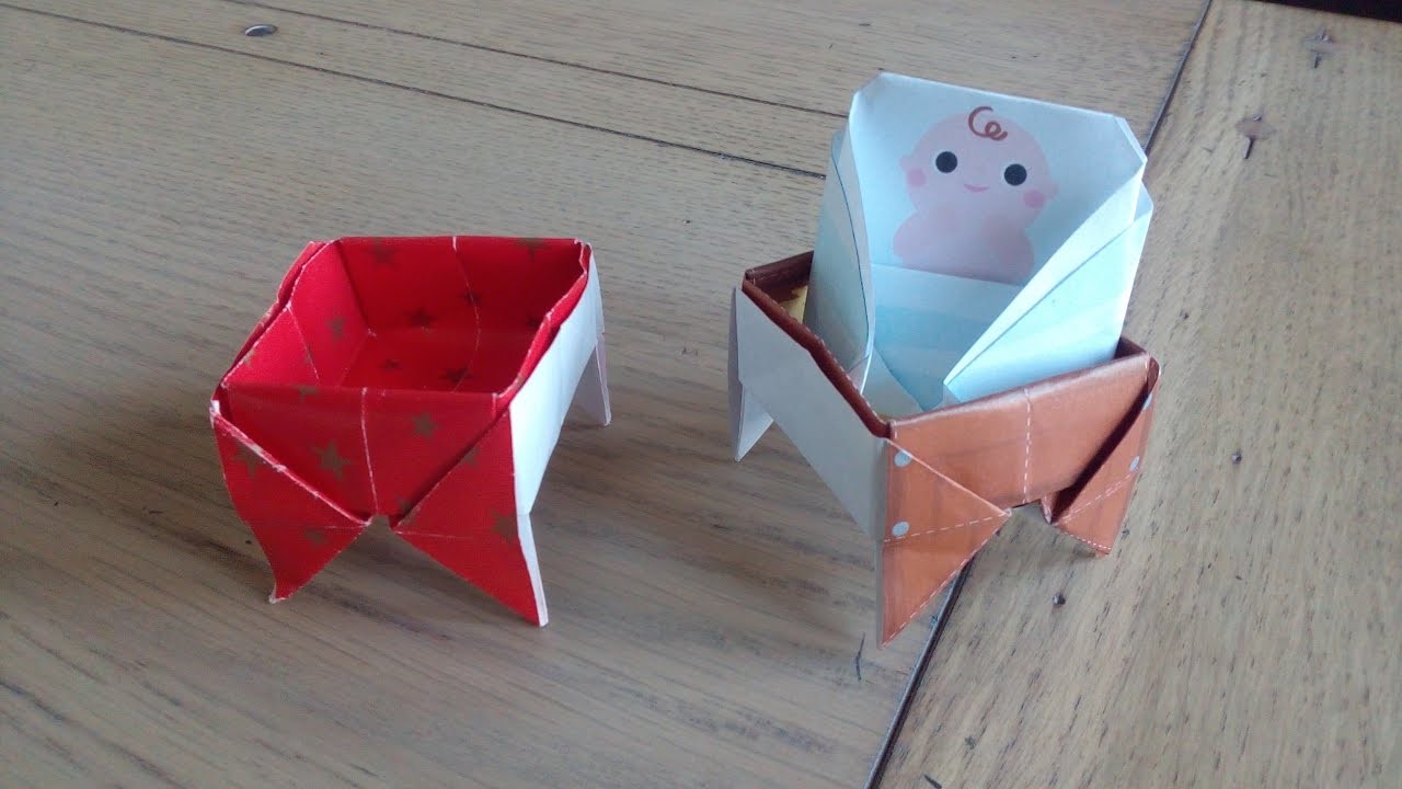 Boite ou berceau de Jésus pour crèche de Noël en origami (creche for christmas)