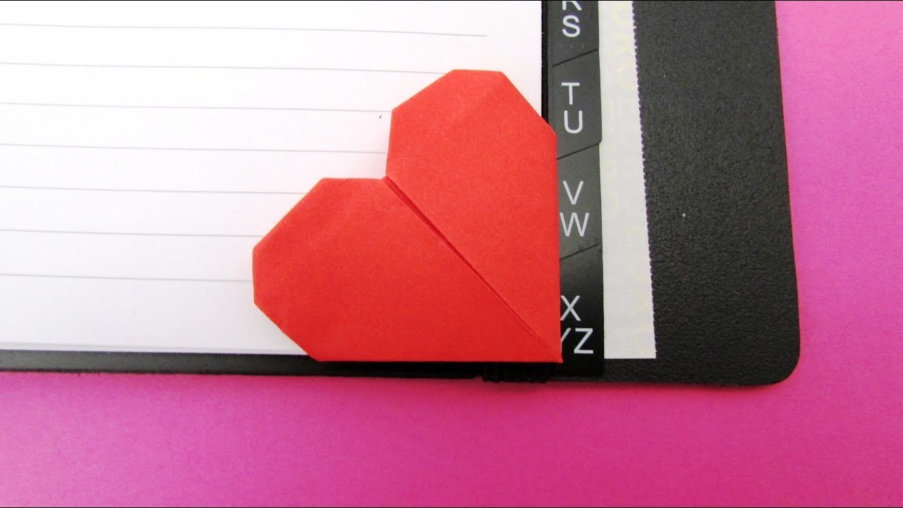 Origami : Cœur, marque-page