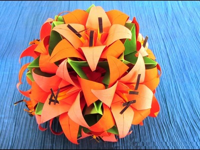 Origami modulaire-Kusudama : Bouquet de Lys