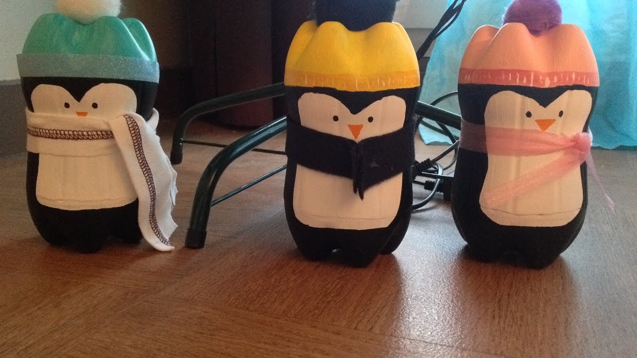 DIY de noël fabriquer des pingouins avec des bouteilles de coca
