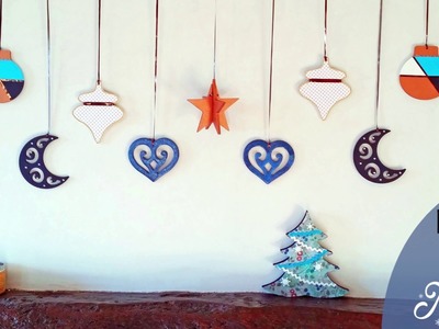 DIY - Tuto, décoration boules de Noël en bois ! Lune, cœur, goutte, étoile 3D, boule !