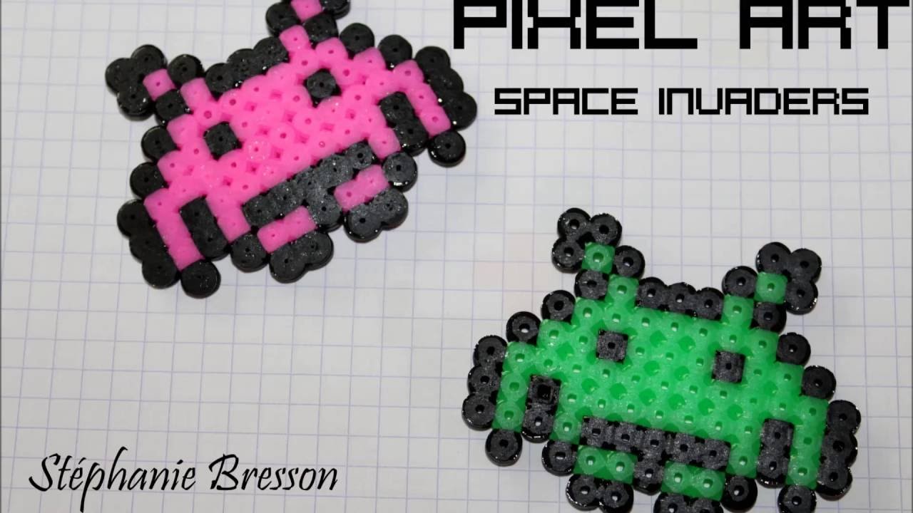 Pixel Art Space Invaders - perler beads  - tutoriel #pixelart