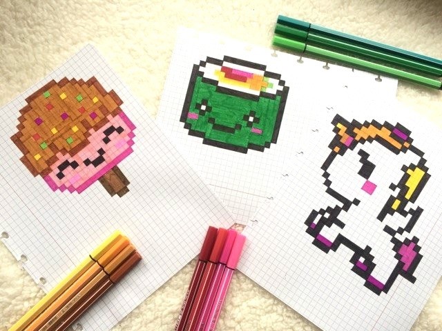 Pixel Art - Sushi. Sorbet. Licorne Kawaii