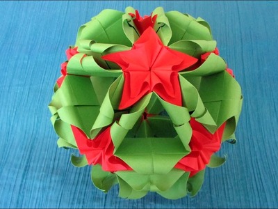 Origami-kusudama : Étoile de Noël, Euphorbia, Poinsettia (Natalia Romanenko)