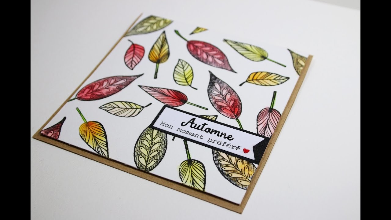 Aquarelle et tampons - carte thème automne
